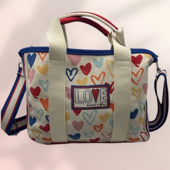 Brighton Handbags - Brighton Red, White, & You Canvas Mini Tote EUC